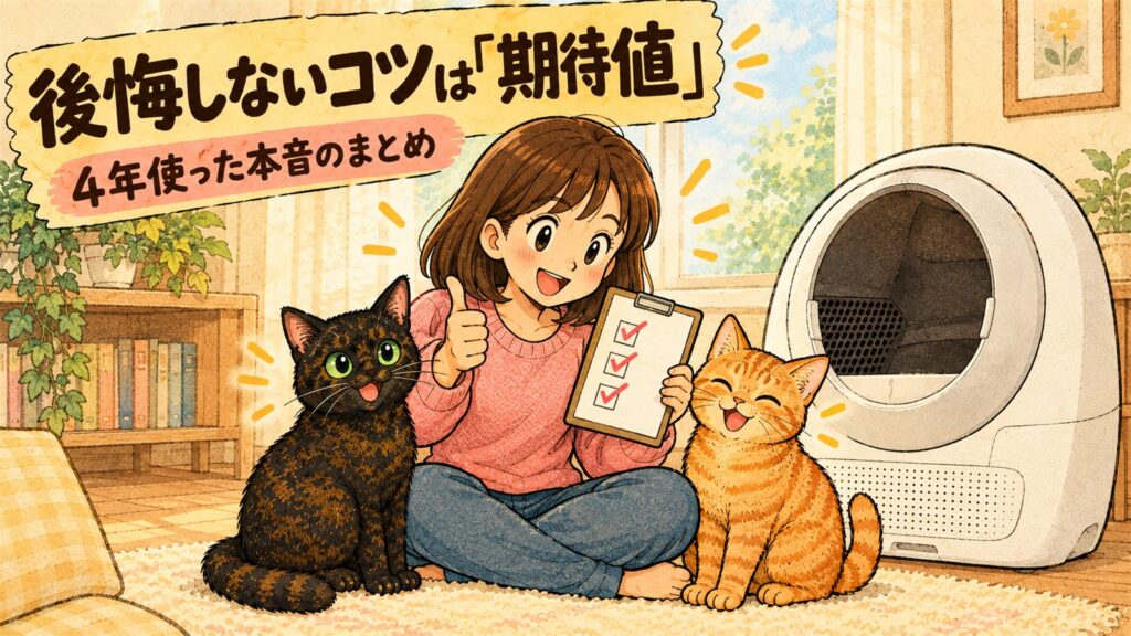 猫の自動トイレで後悔しないためのポイントをまとめたバナー