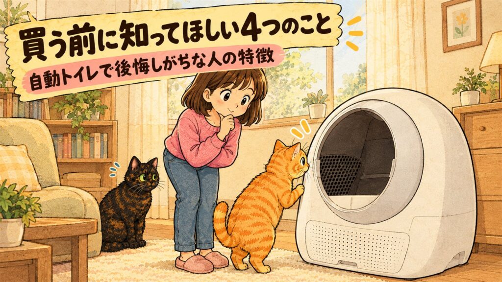 猫の自動トイレを買って後悔するかもしれない人の特徴を紹介するバナー