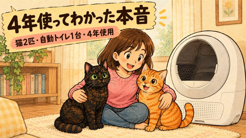 猫の自動トイレを4年使ったわが家の環境を紹介するバナー