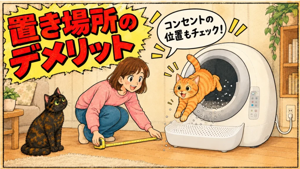 猫の自動トイレの置き場所で気をつけたいことを紹介するバナー