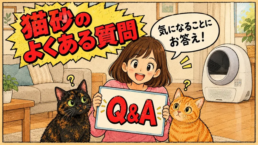 自動トイレの猫砂のよくある質問をまとめたバナー
